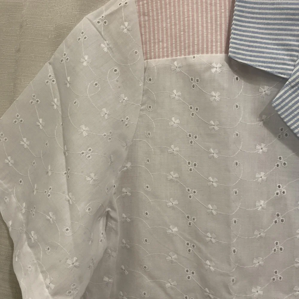 Season Ticket NWT Vintage Cotton And Lace Shirt Pants Set Women 16S Cottage Core